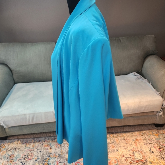 Calvin Klein Women's Teal Blue Turquoise Open Front Blazer Jacket 18W Plus - Picture 4 of 9